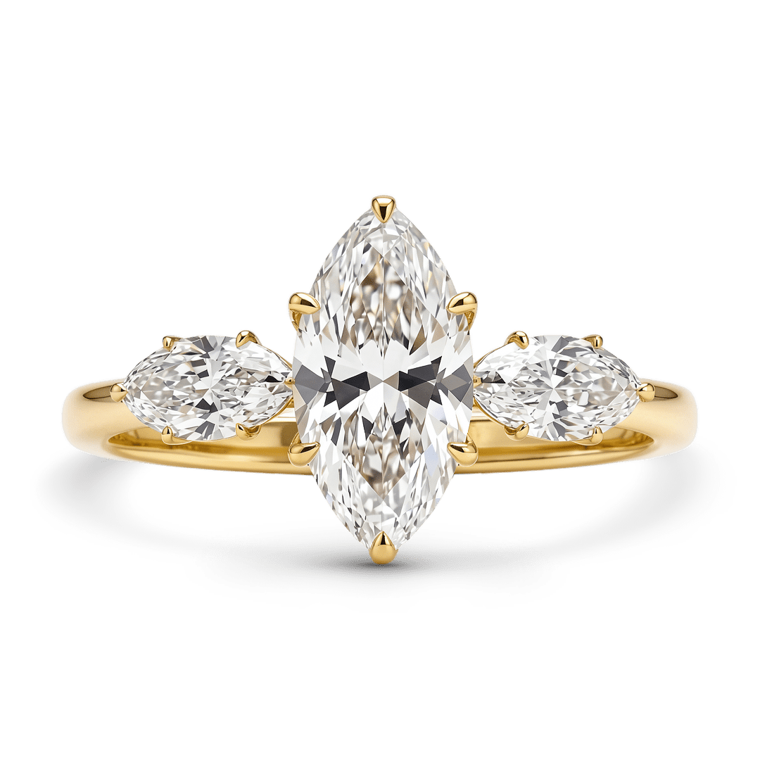 Gnoce Three Marquise Cut Moissanite Ring_1