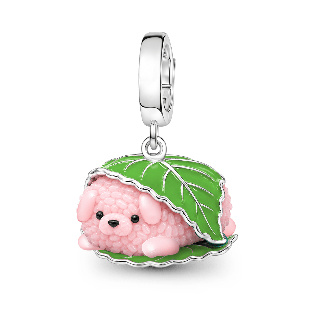 Gnoce Japanese Wagashi Sakura Mochi Charm Platinum-plated Silver Blend_1