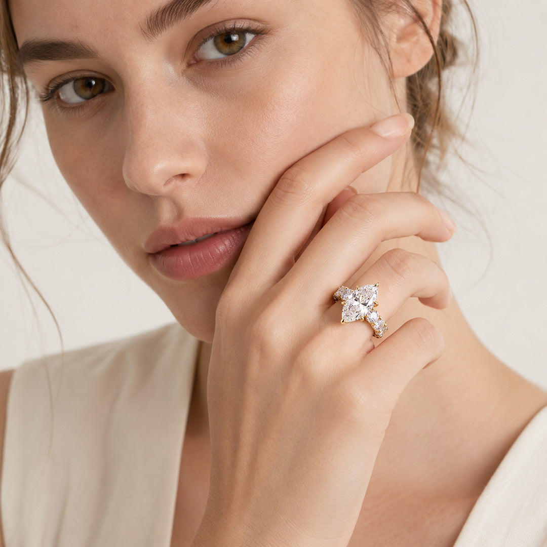 Gnoce Marquise Cut Moissanite Diamond Ring_3