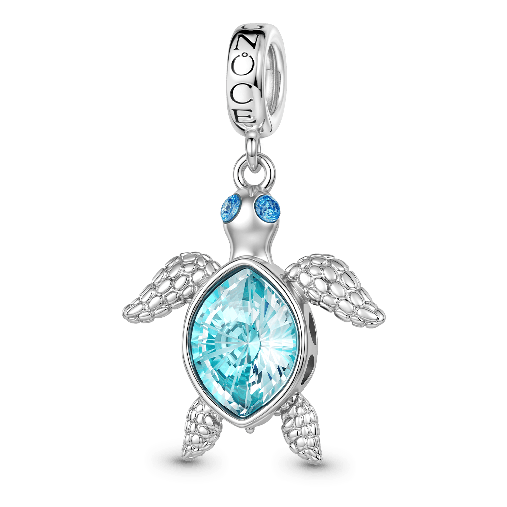 Gnoce Turtle Dangle Charm Platinum-plated Silver Blend_1