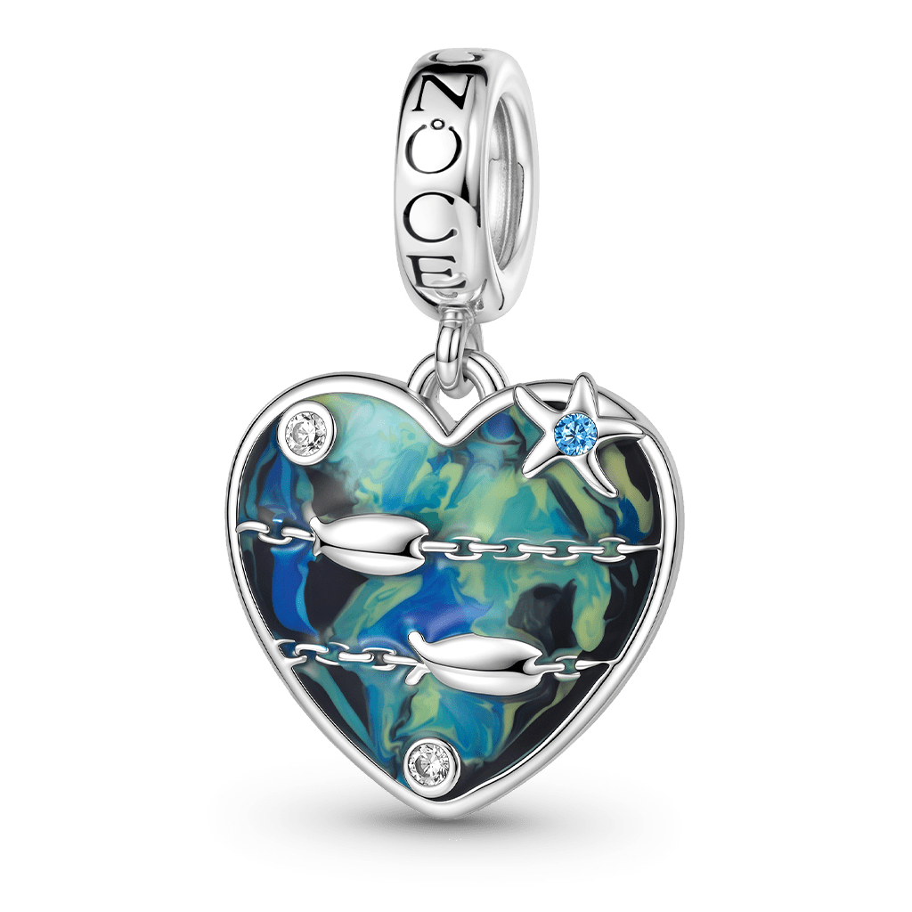 Gnoce Ocean Fish Dangle Charm Platinum-plated Silver Blend_1