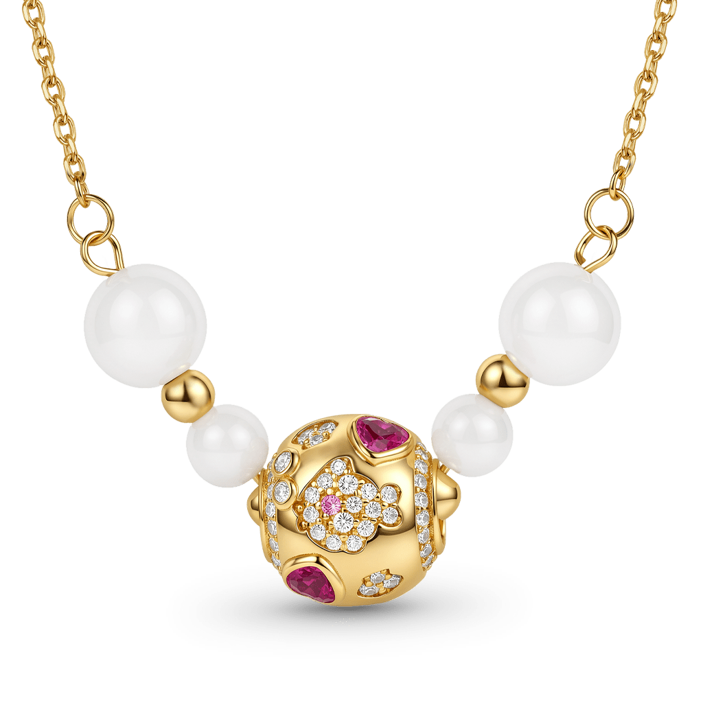 Gnoce Ocean Rose Crystal Necklace 18K Gold-plated Silver Blend_1