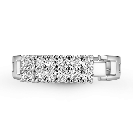 Gnoce Two Row Diamond Inscription Ring Platinum-plated Silver Blend_1