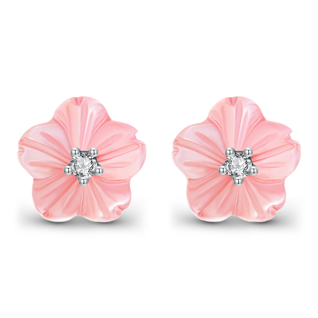 Gnoce Cherry Blossom Pink Seashell Earrings 925 Sterling Silver_1