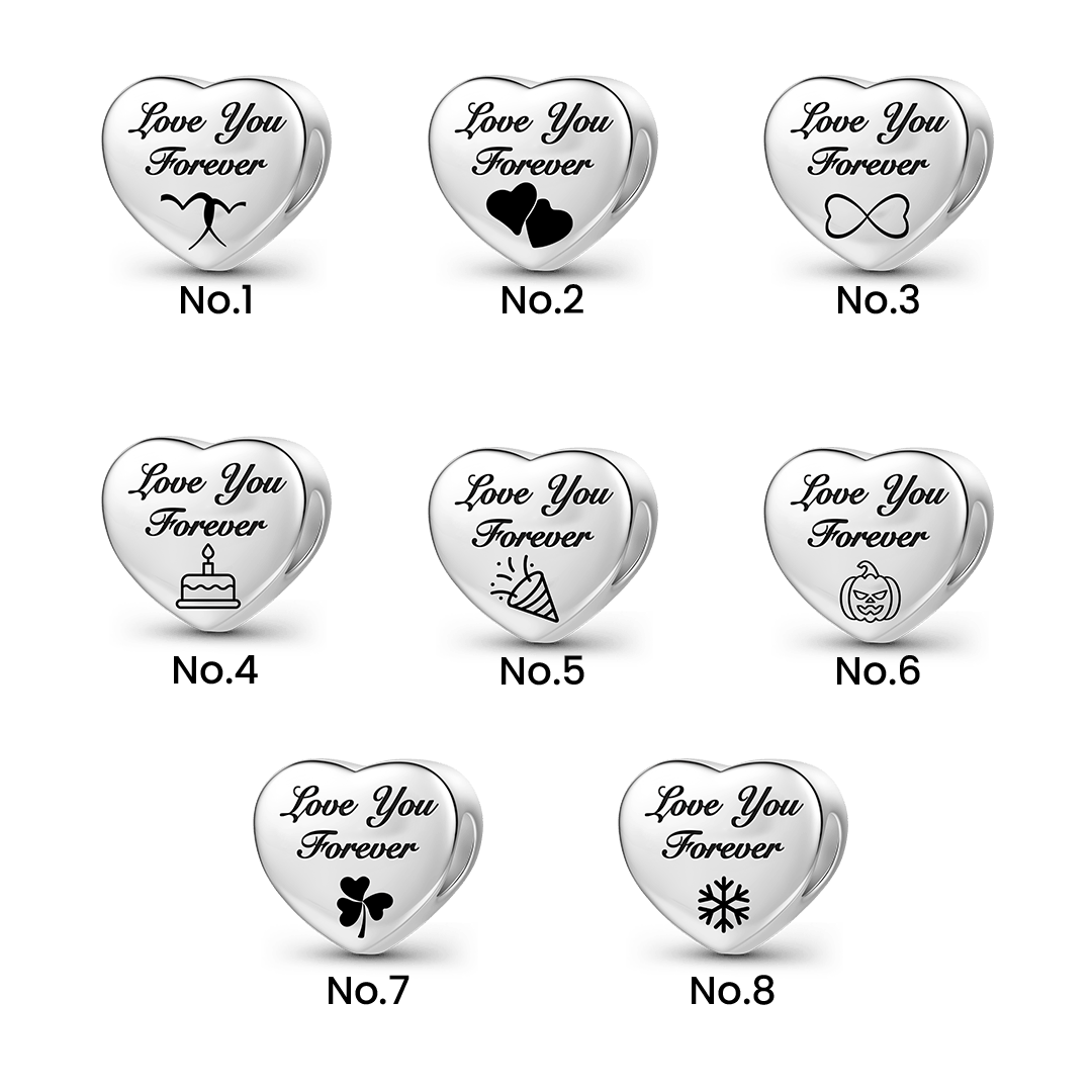 Gnoce Engravable Heart Personalized Photo Charm Platinum-plated Silver Blend_3