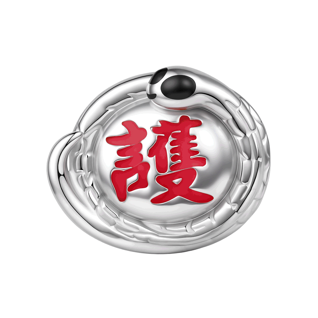 Gnoce Glow-in-the-dark White Snake Guardian Beads Platinum-plated Silver Blend_1