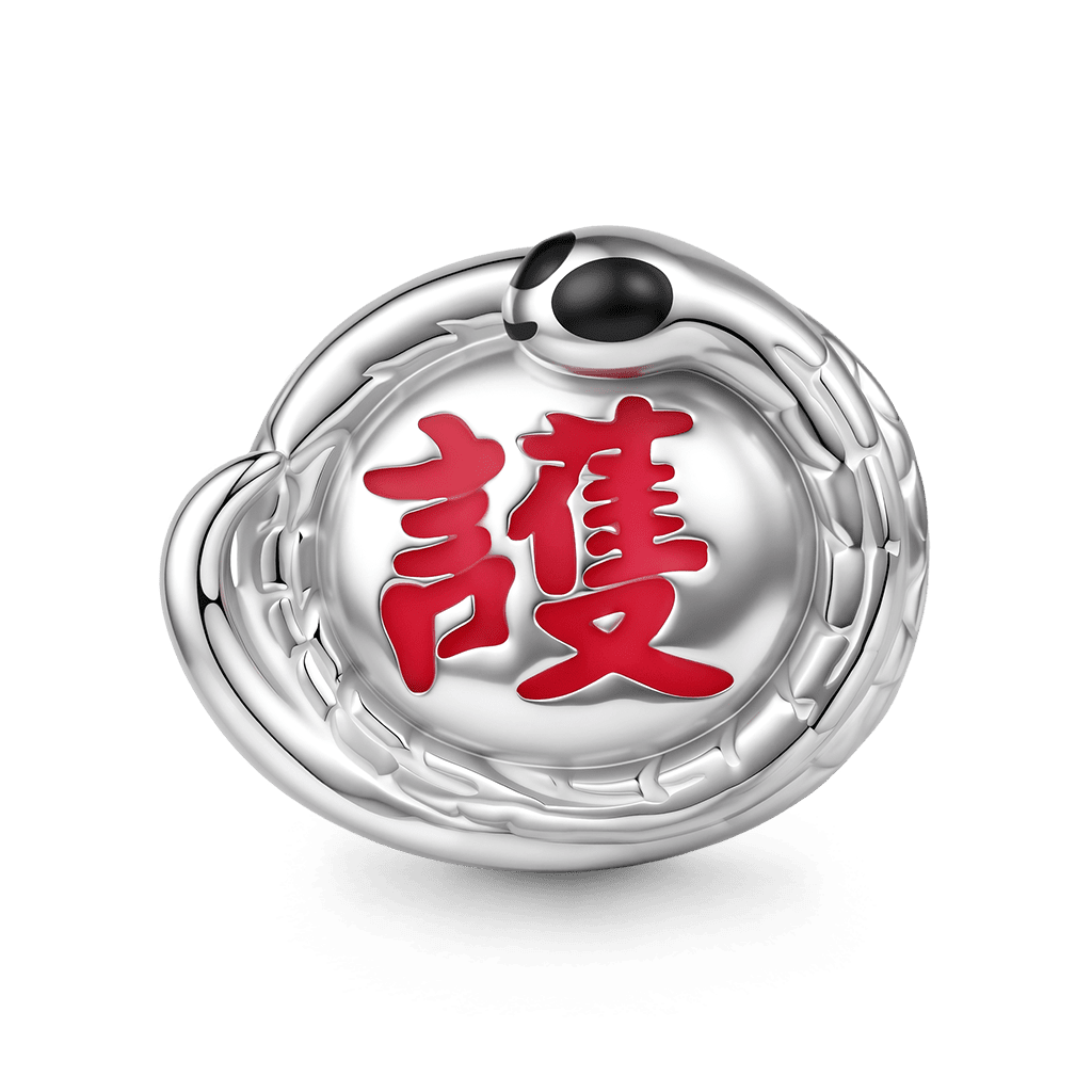 Gnoce Glow-in-the-dark White Snake Guardian Beads Platinum-plated Silver Blend_2
