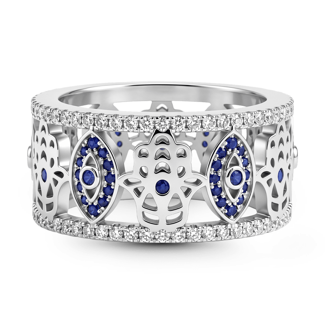 Gnoce Evil Eye Openwork Band Ring Platinum-plated Silver Blend_1