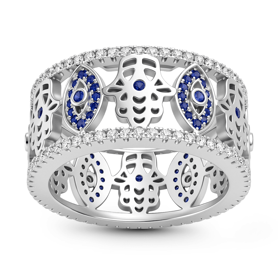 Gnoce Evil Eye Openwork Band Ring Platinum-plated Silver Blend_5