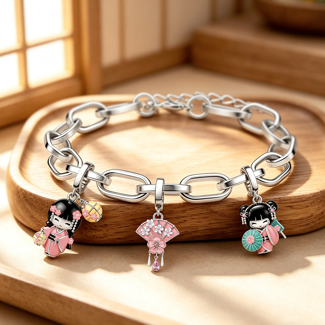 Gnoce Japanese Kimono Geisha Charm Platinum-plated Silver Blend_9