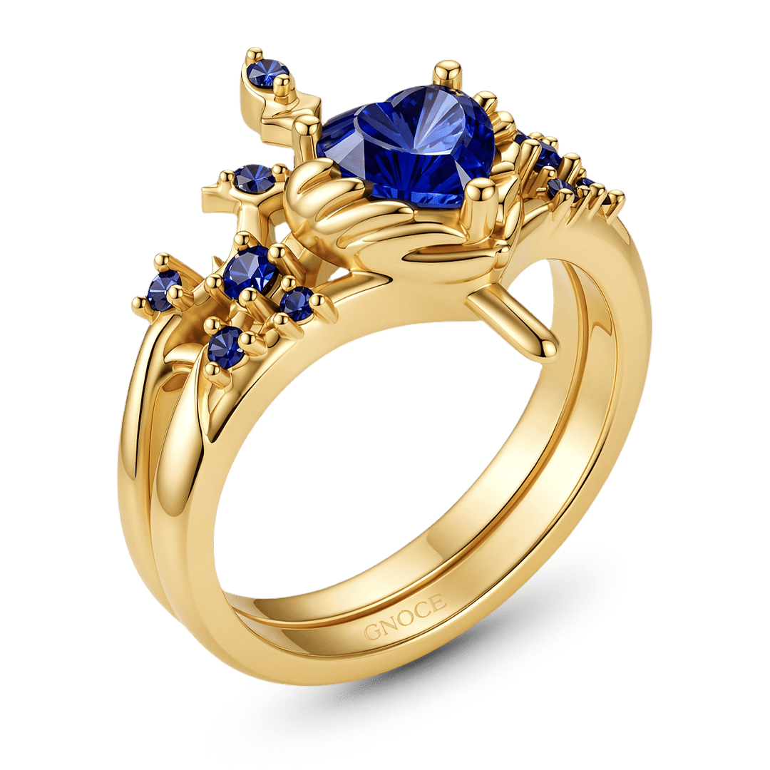 Gnoce Sword Heart Blue Sapphire Ring_4