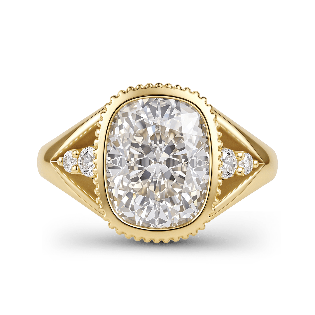 Gnoce Cushion Cut Moissanite Bezel Blue Accent  Ring_1