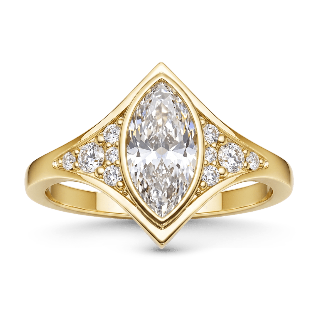 Gnoce Marquise Cut Moissanite Halo Engagement Ring_1