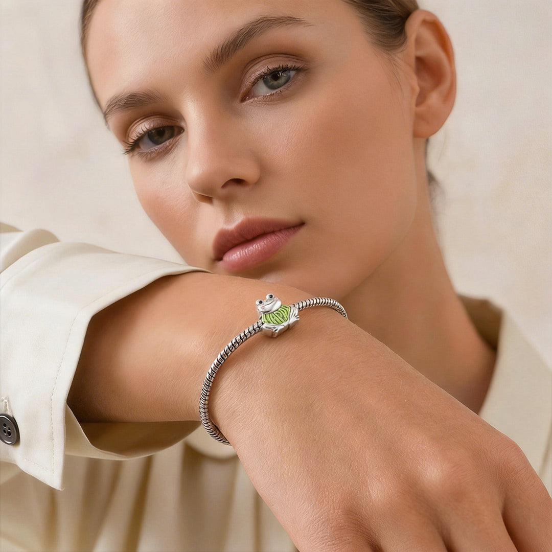 Gnoce Choose Joy Frog Charm Bead Platinum-plated Silver Blend_4