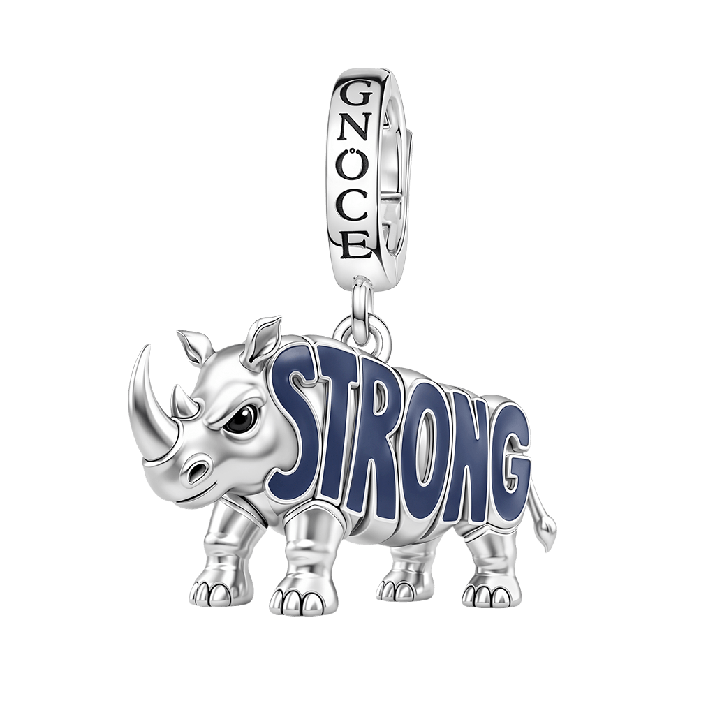 Gnoce Stand Strong Rhino Clasp Dangle Charm Platinum-plated Silver Blend_1