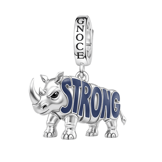Gnoce Stand Strong Rhino Clasp Dangle Charm Platinum-plated Silver Blend_1