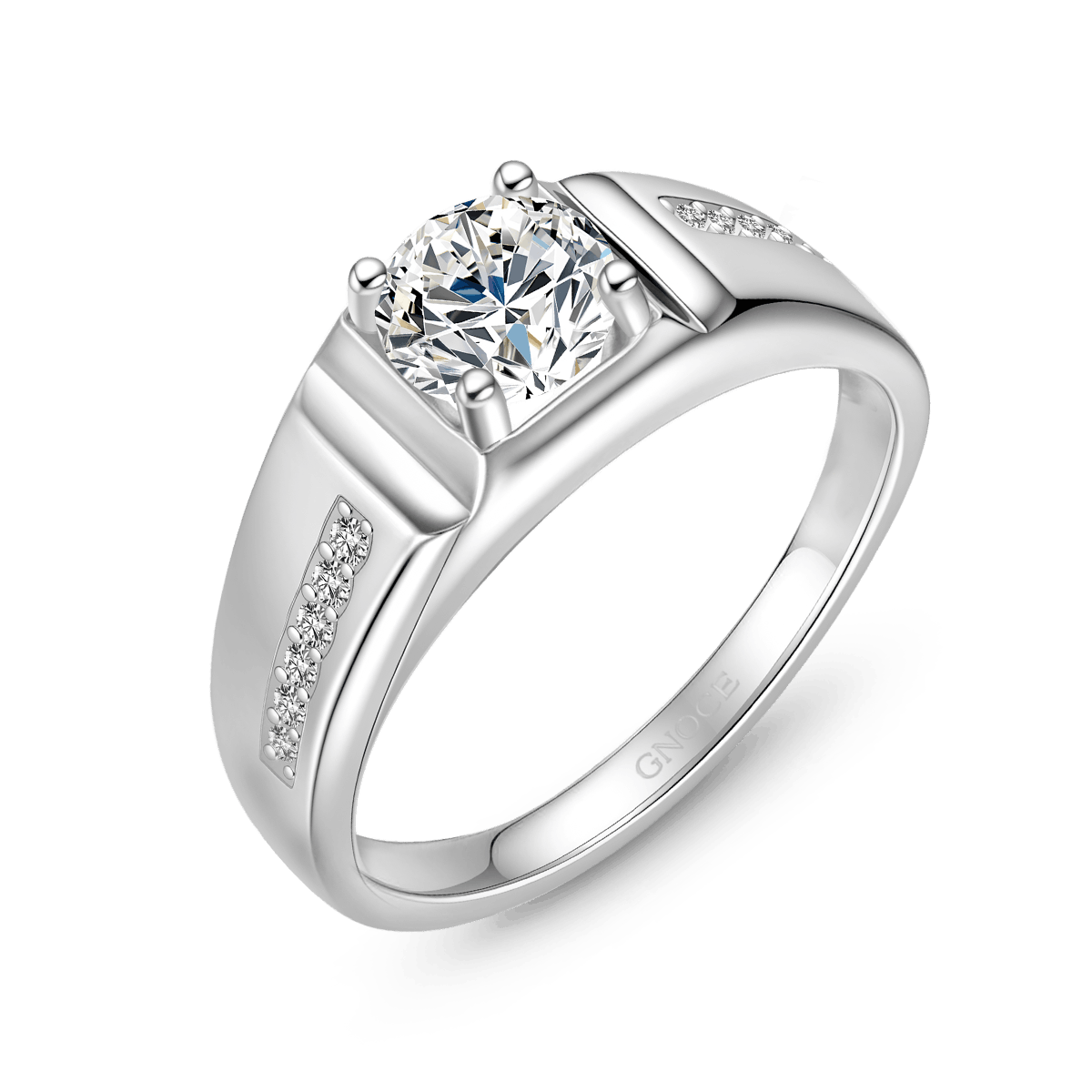 Gnoce Luxury 1Ct D Color VVS Moissanite Men Wedding Ring_3