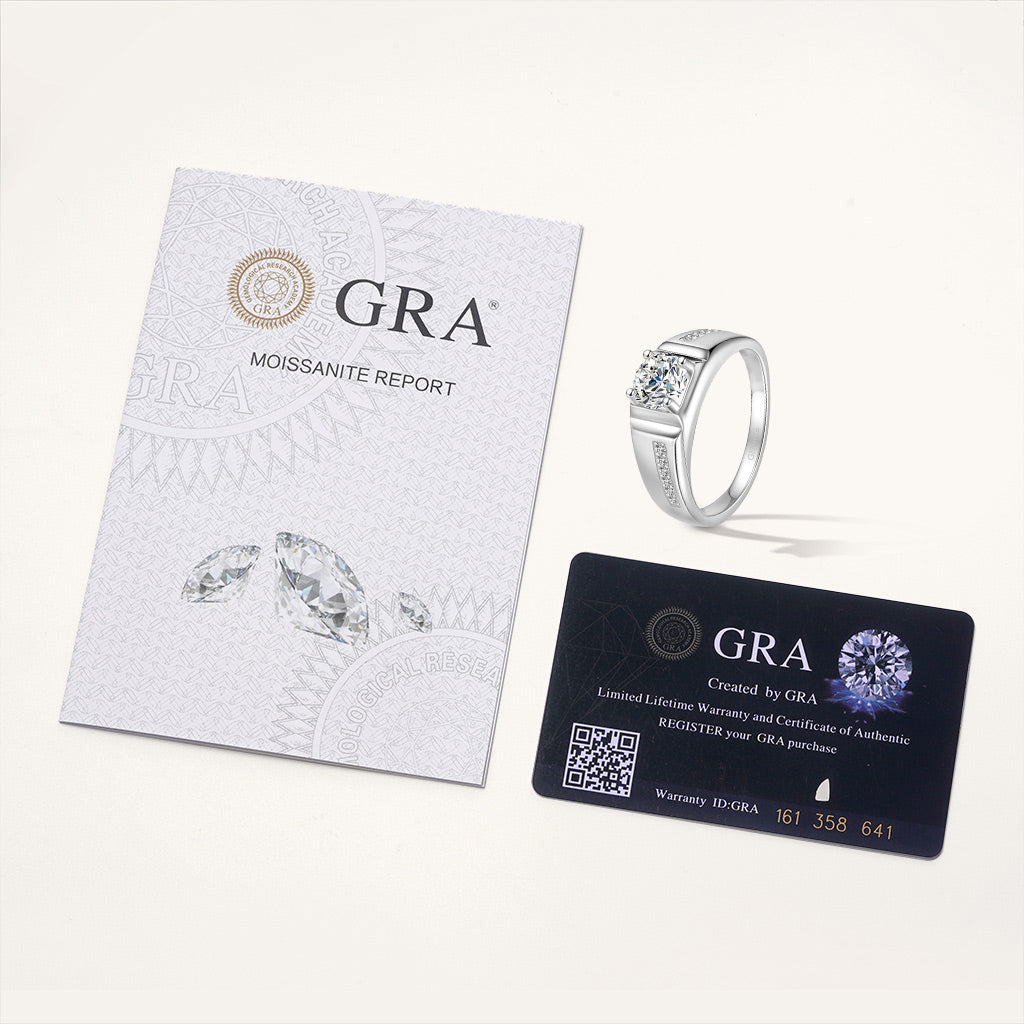 Gnoce Luxury 1Ct D Color VVS Moissanite Men Wedding Ring_4