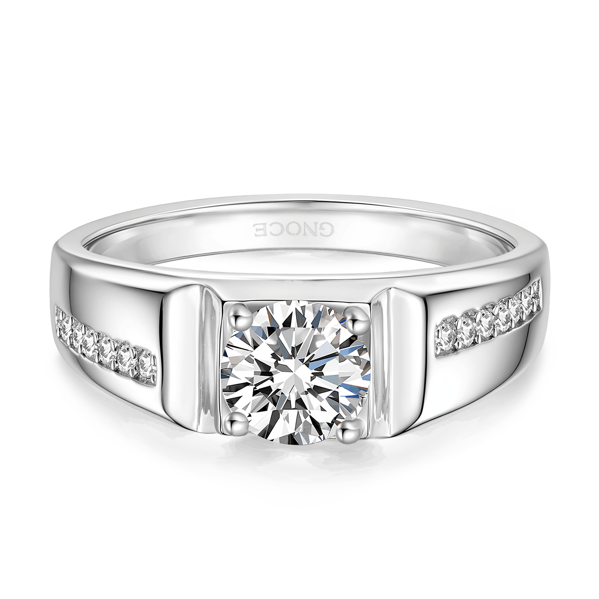 Gnoce Luxury 1Ct D Color VVS Moissanite Men Wedding Ring_6