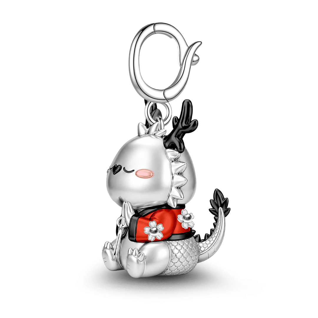 Gnoce Prosperity Dragon Guardian Clasp Dangle Charm Platinum-plated Silver Blend_6