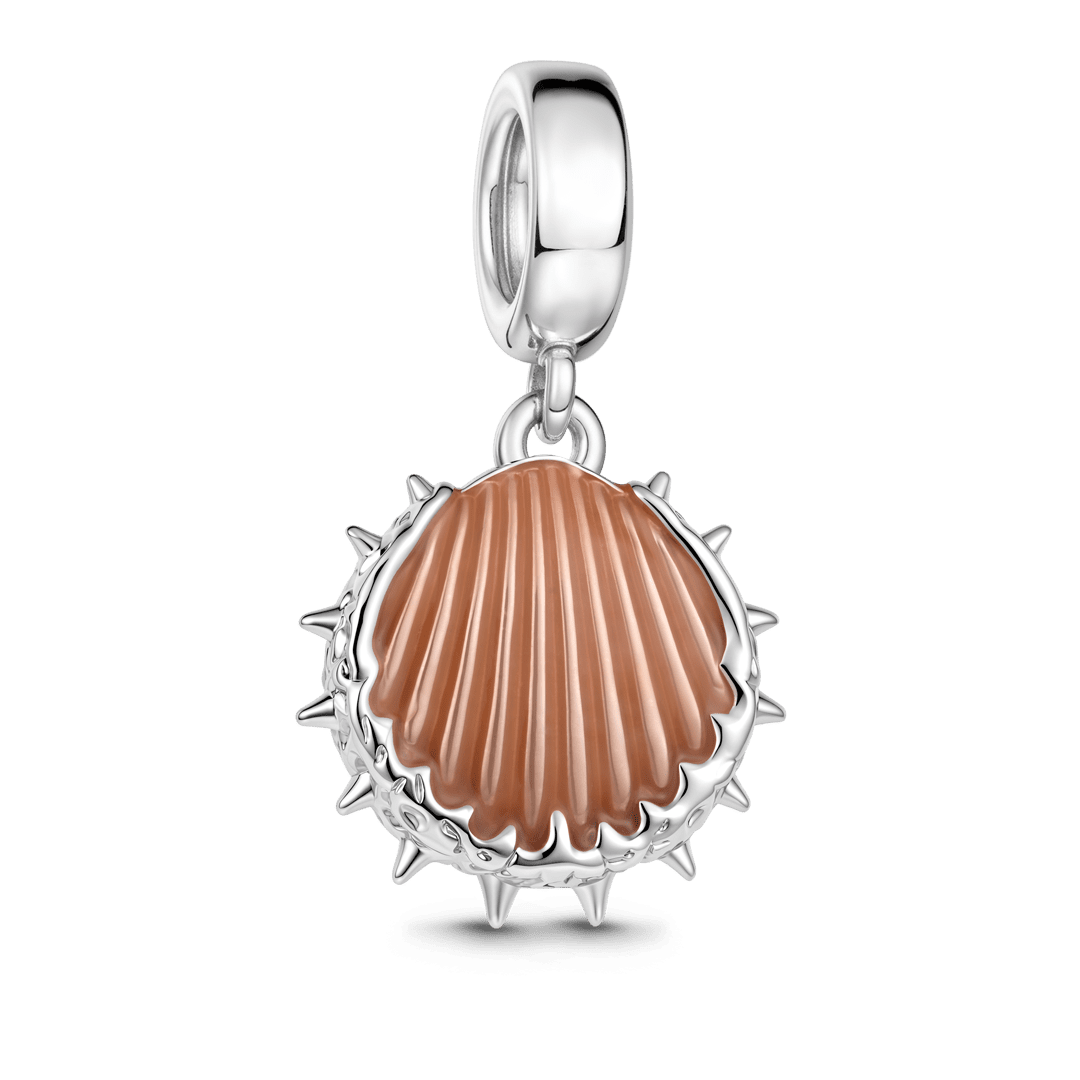 Gnoce Halloween Spiky Seashell Dangle Charm Platinum‑plated Silver Blend_5