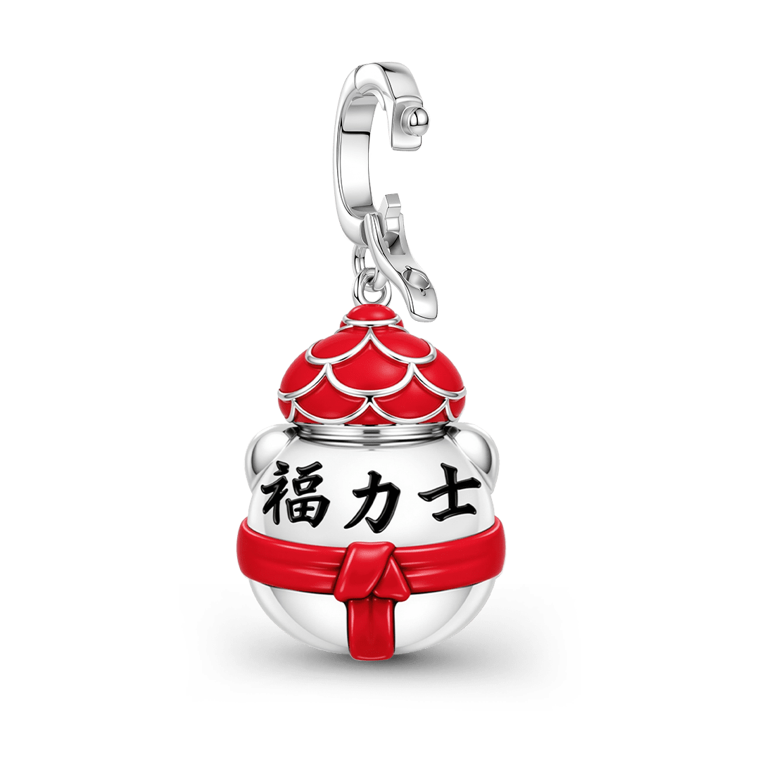 Gnoce Japanese Sumo Bell Clasp Dangle Charm Platinum-plated Silver Blend_9