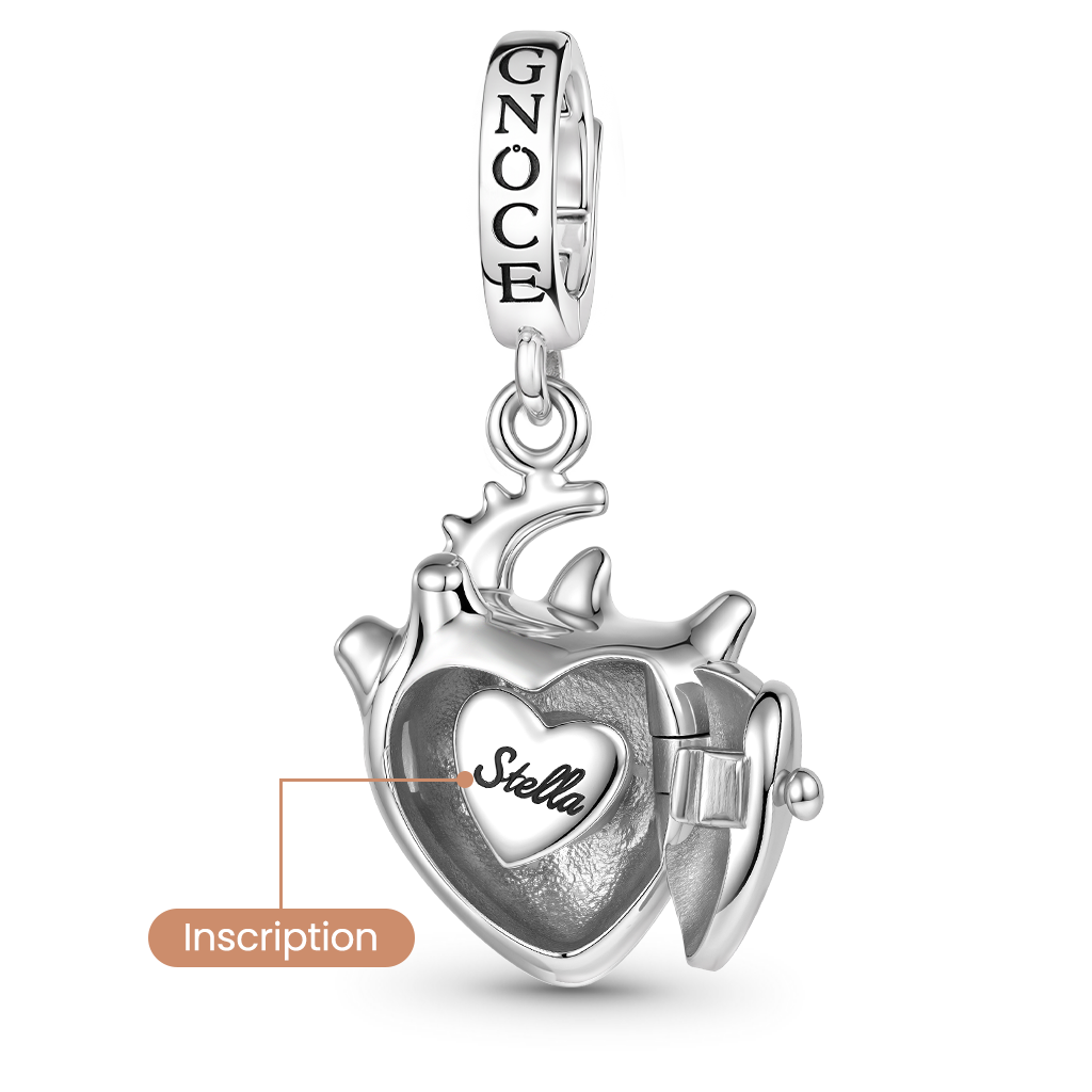 Gnoce Engravable Human Heart Locket Clasp Dangle Charm Platinum‑plated Silver Blend_6