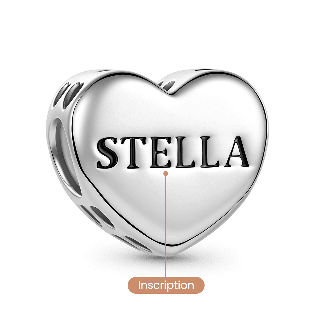 Gnoce Heart Engravable Through‑hole Bead Charm Platinum‑plated Silver Blend_5