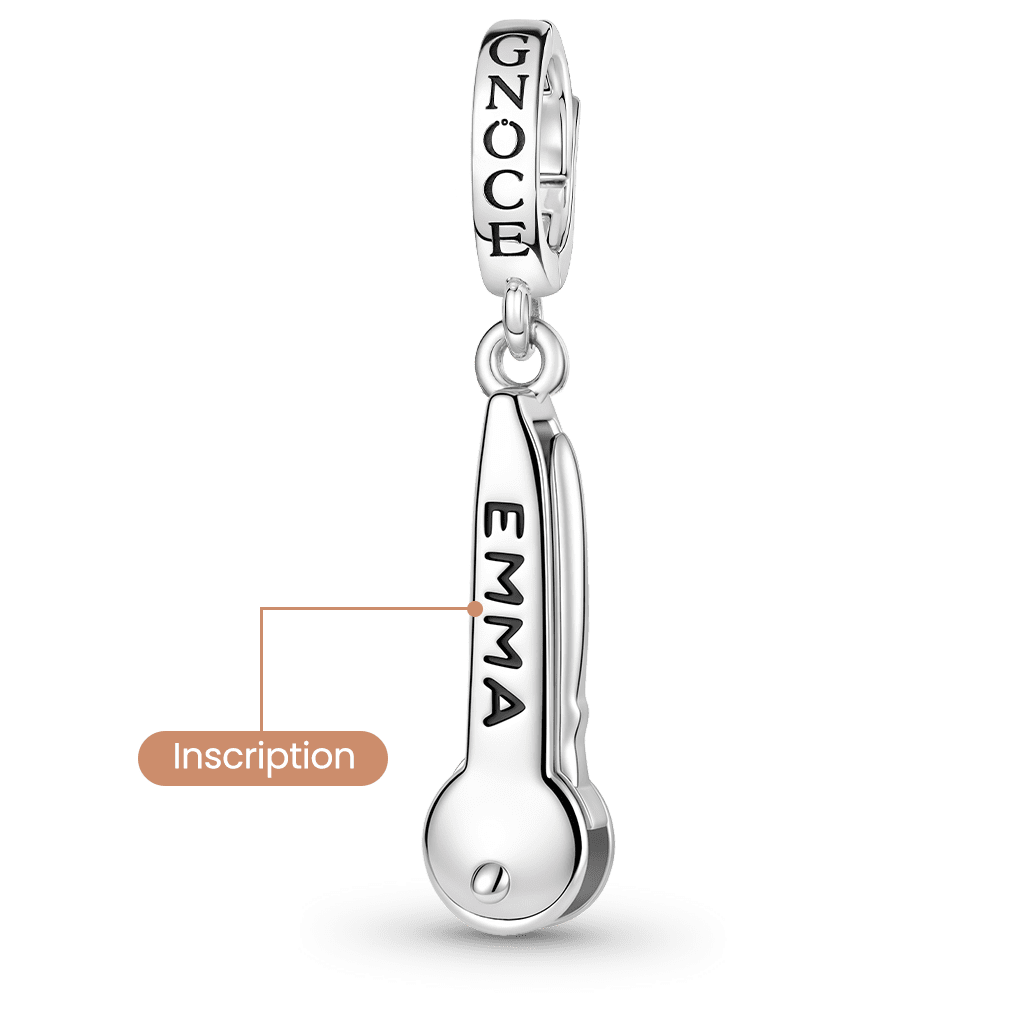 Gnoce Openable Key Engravable Clasp Dangle Charm Platinum‑plated Silver Blend_6