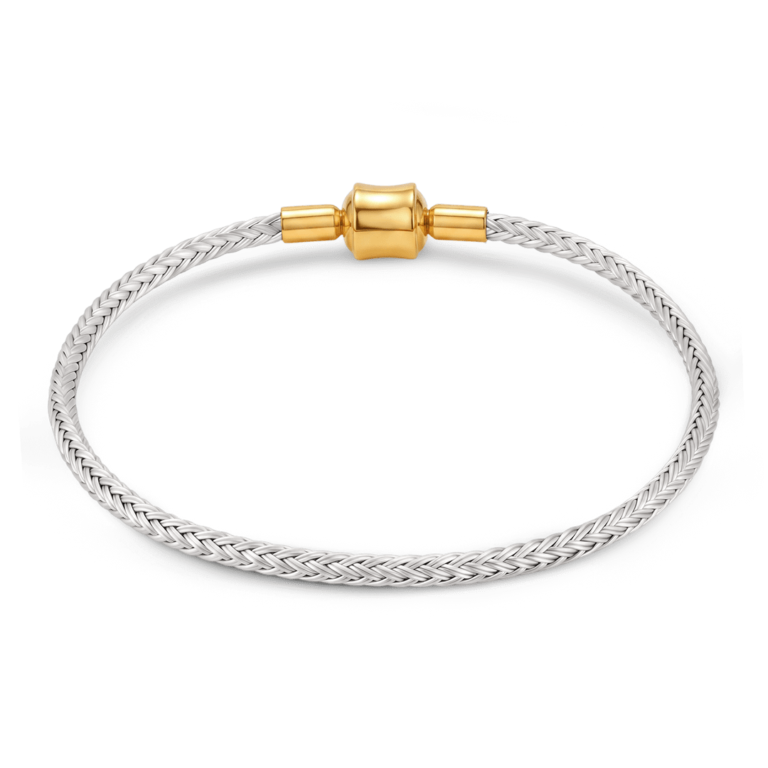 Gnoce Silver‑Tone Round Snap‑Lock Basic Bracelet_4
