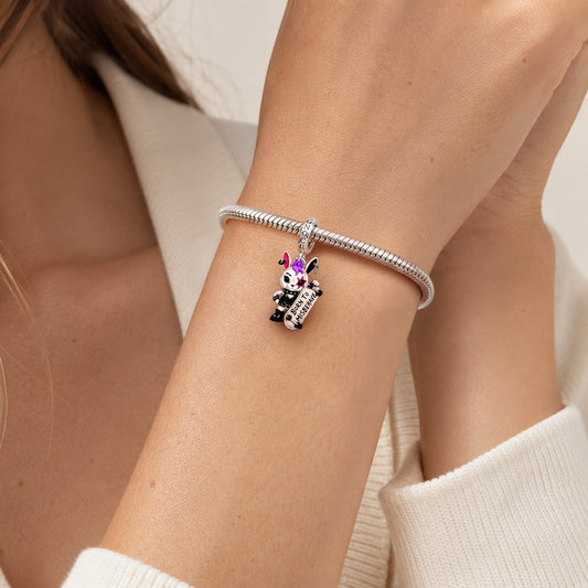 Gnoce Punk Glow‑in‑the‑dark Misfit Rabbit Rebel Clasp Dangle Charm Platinum‑plated Silver Blend_4