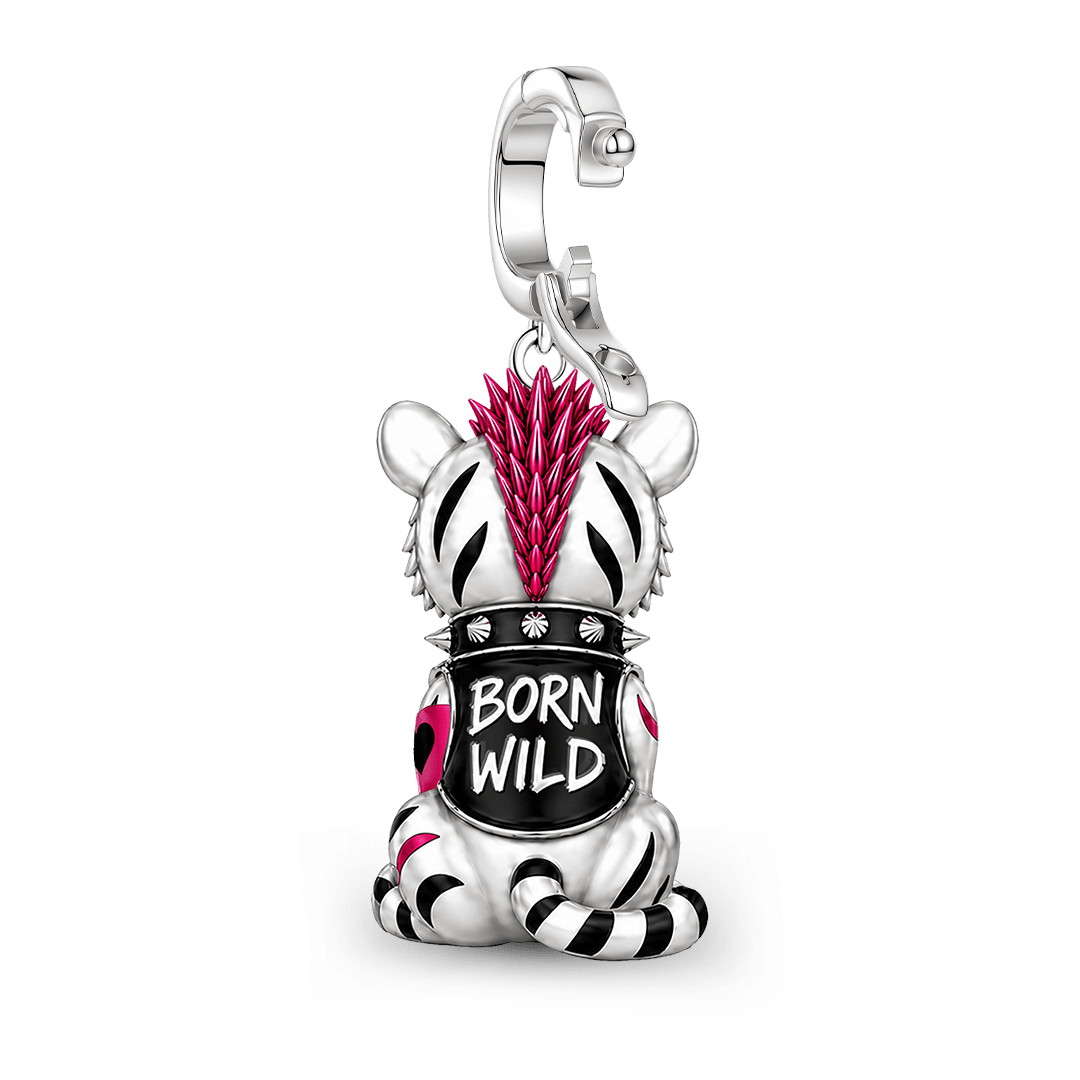 Gnoce Punk Glow‑in‑the‑dark Renegade Tiger Rebel Clasp Dangle Charm Platinum‑plated Silver Blend_4