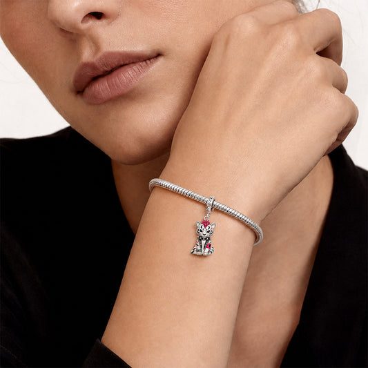 Gnoce Punk Glow‑in‑the‑dark Renegade Tiger Rebel Clasp Dangle Charm Platinum‑plated Silver Blend_5