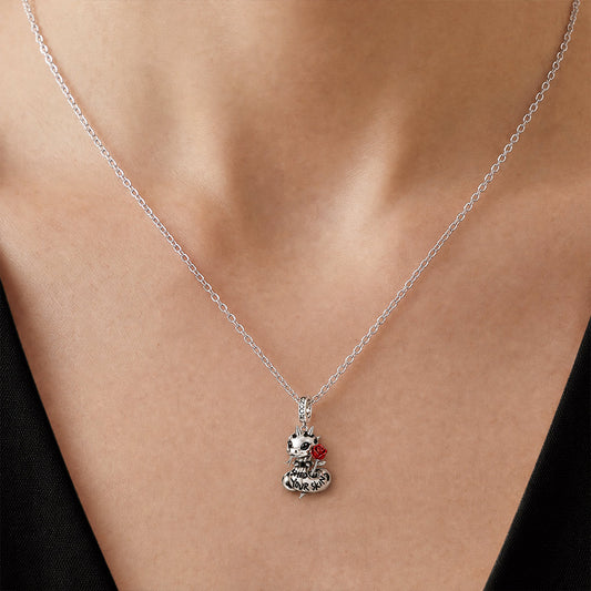 Gnoce Punk Glow‑in‑the‑dark Seductive Snake Rebel Clasp Dangle Charm Platinum‑plated Silver Blend_4