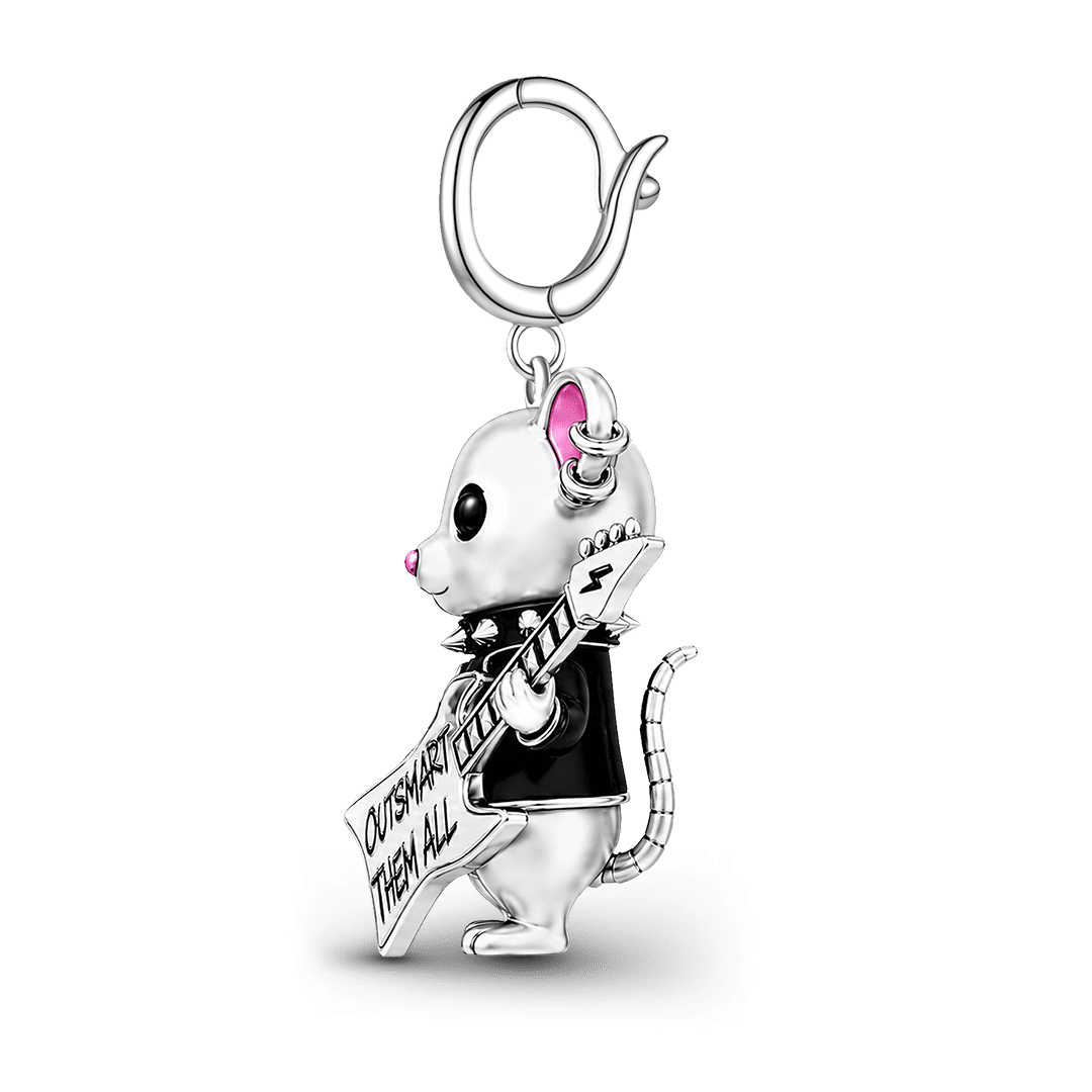 Gnoce Punk Outlaw Rat Rebel Clasp Dangle Charm Platinum‑plated Silver Blend_6