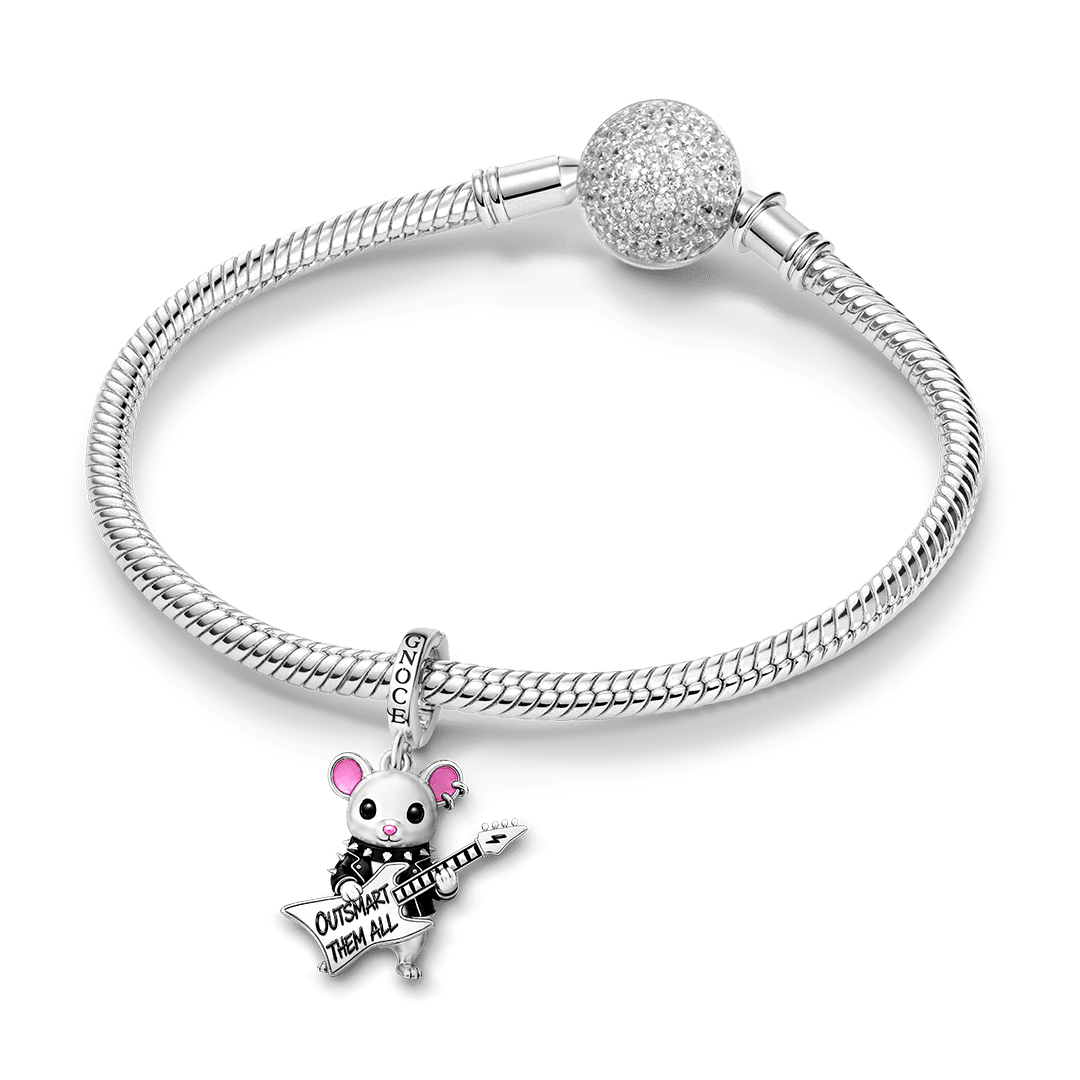 Gnoce Punk Outlaw Rat Rebel Clasp Dangle Charm Platinum‑plated Silver Blend_4