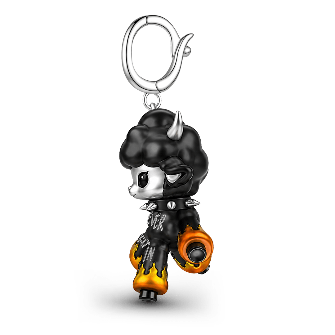 Gnoce Punk Glow‑in‑the‑dark Individual Goat Rebel Clasp Dangle Charm Black Gold-plated Silver Blend_7