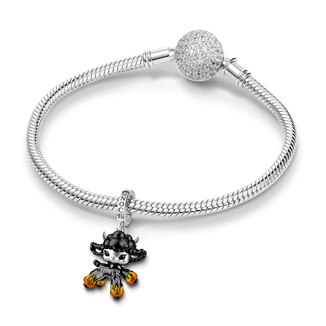 Gnoce Punk Glow‑in‑the‑dark Individual Goat Rebel Clasp Dangle Charm Black Gold-plated Silver Blend_5
