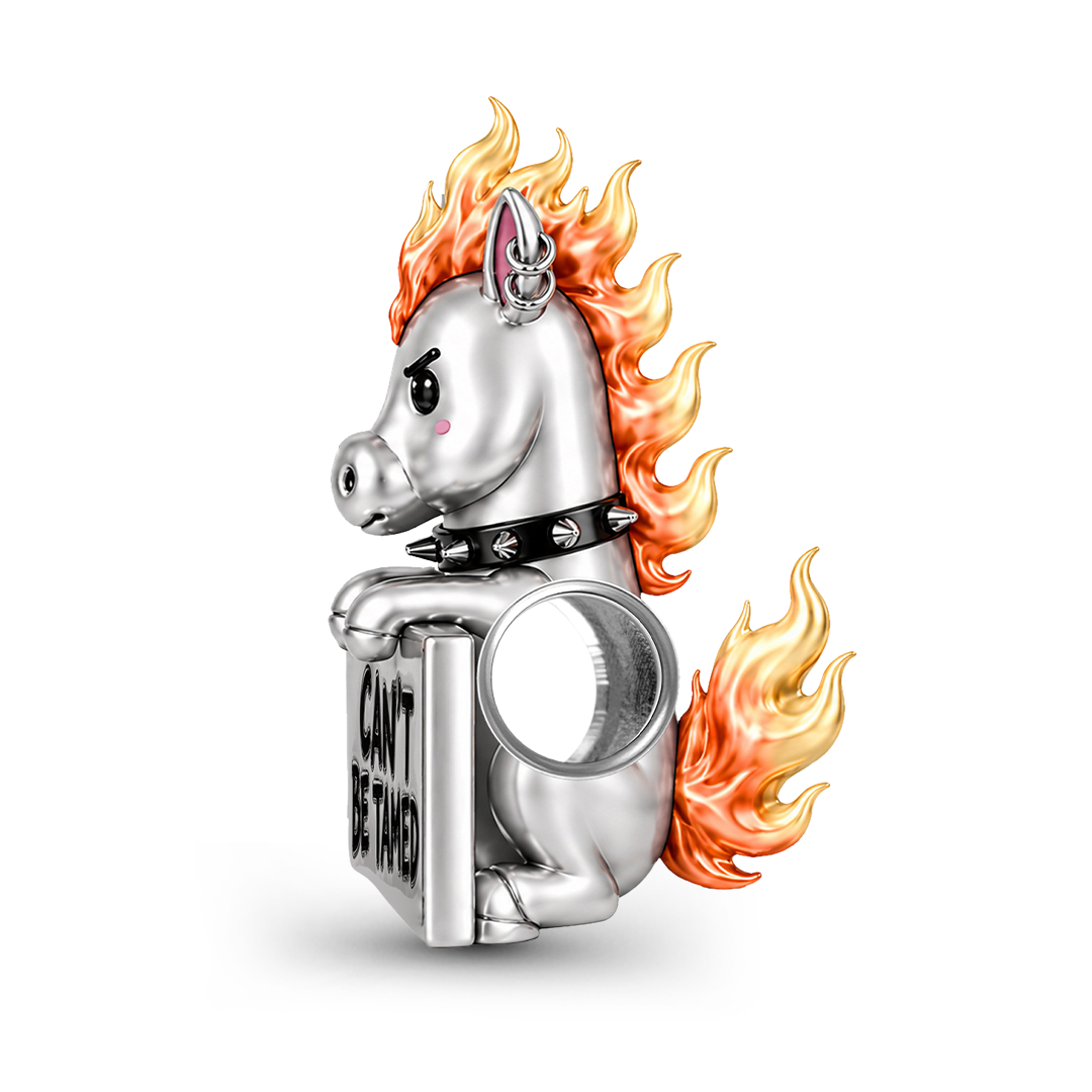 Gnoce Punk Glow‑in‑the‑dark Untamed Horse Rebel Bead Charm Platinum‑plated Silver Blend_7