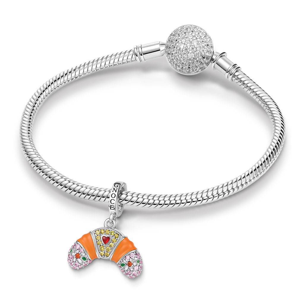 Gnoce Croissant Dangle Charm Platinum-plated Silver Blend_3