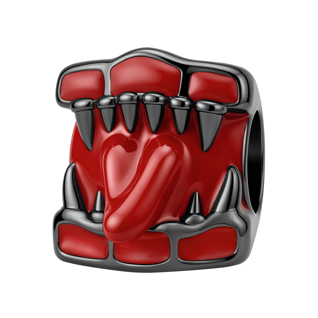 Gnoce Glow-in-the-dark Halloween Detachable Demon Mouth Bead Charm Platinum-plated Silver Blend_1
