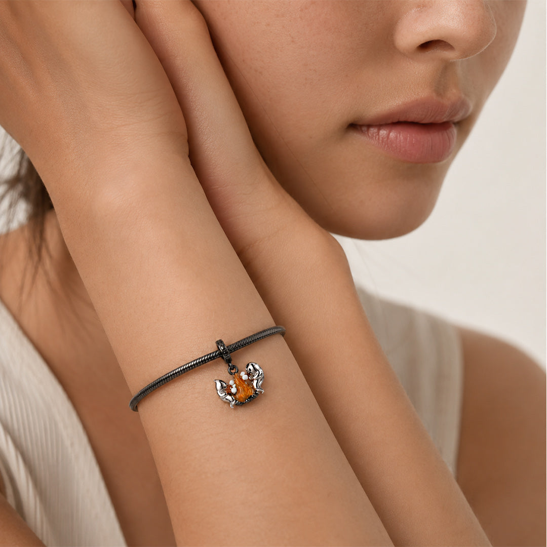 Gnoce Glow-in-the-dark Halloween Ghost Marshmallow Engravable Dangle Charm Platinum-plated Silver Blend_5