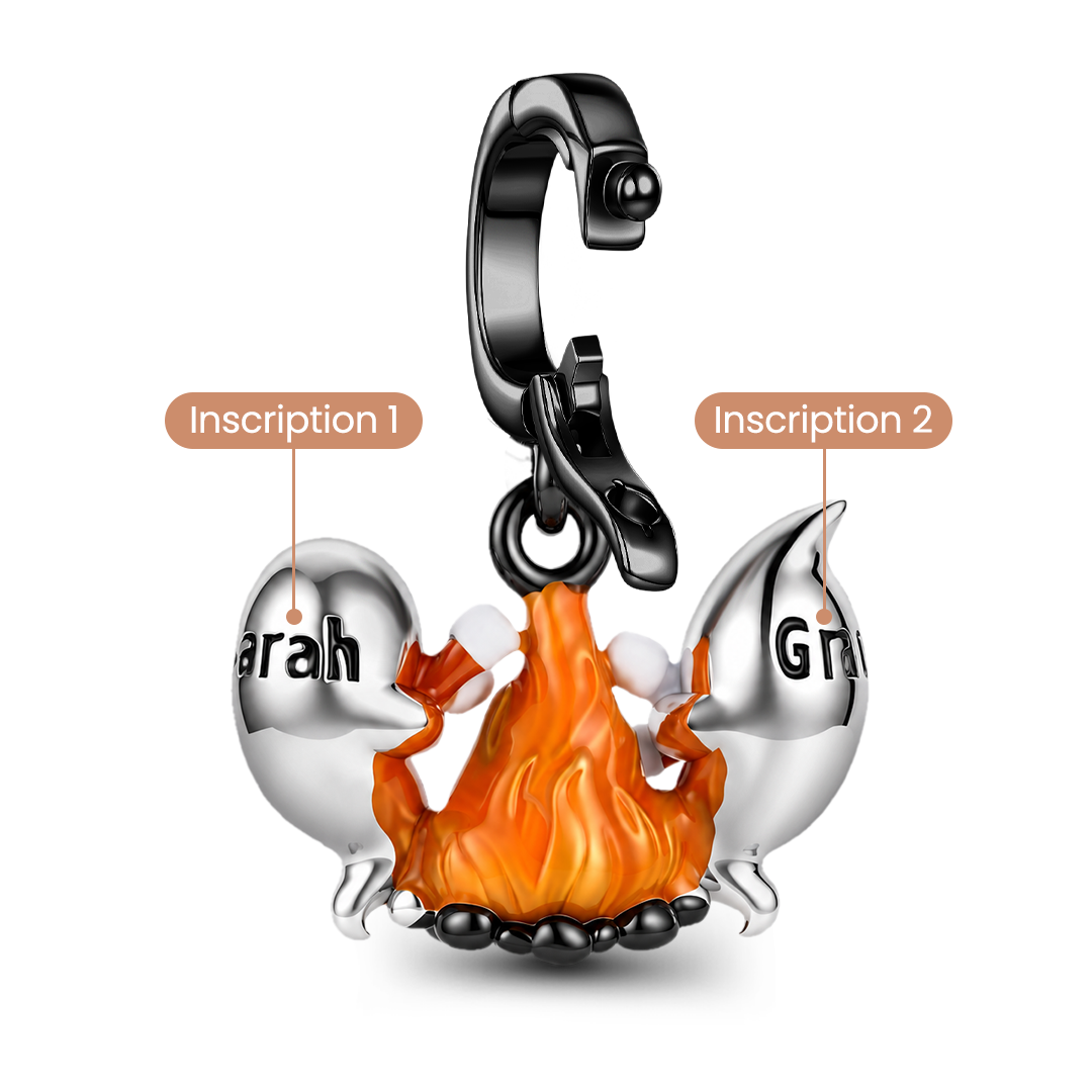 Gnoce Glow-in-the-dark Halloween Ghost Marshmallow Engravable Dangle Charm Platinum-plated Silver Blend_6