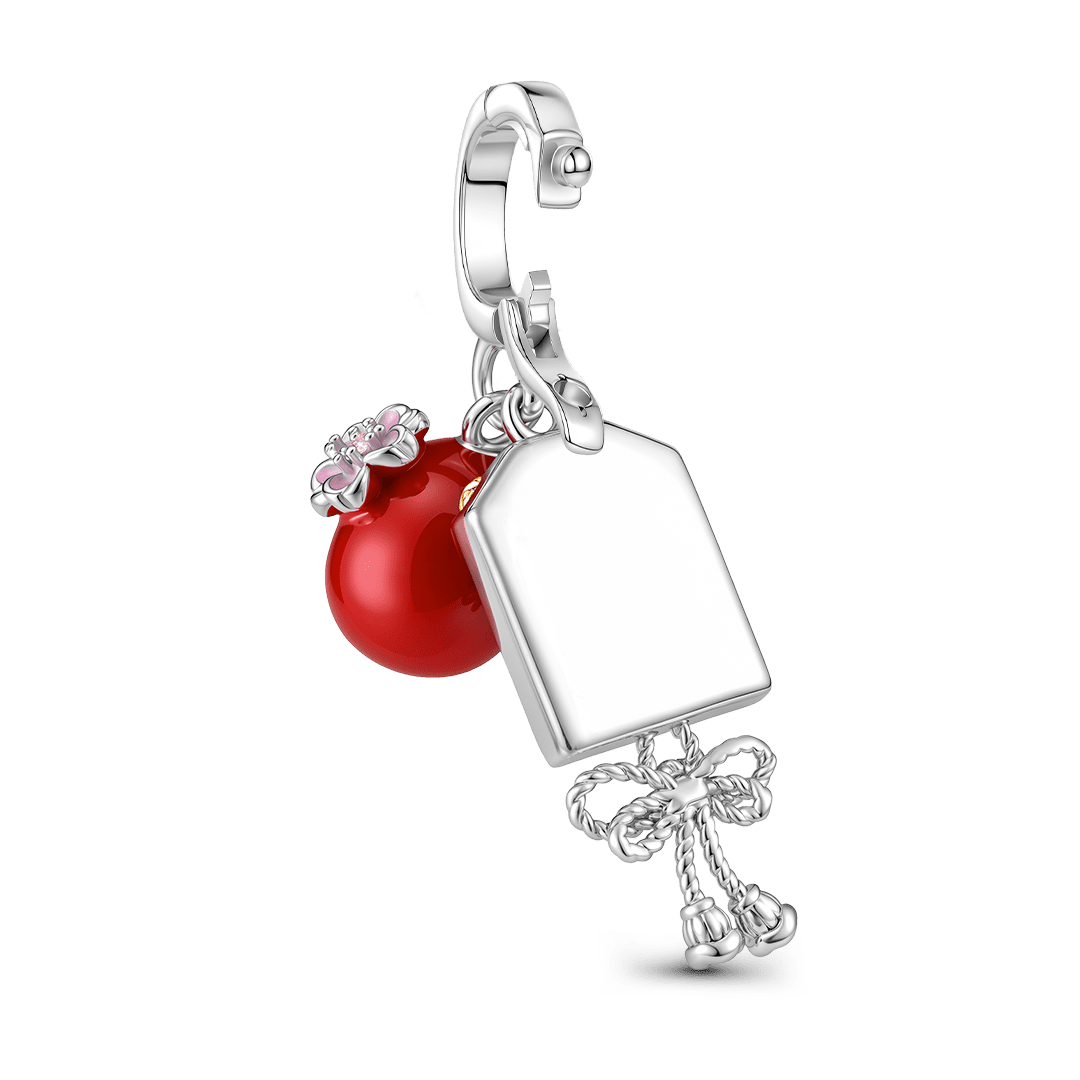 Gnoce Japanese Daruma Sakura Clasp Dangle Charm Platinum‑plated Silver Blend_6