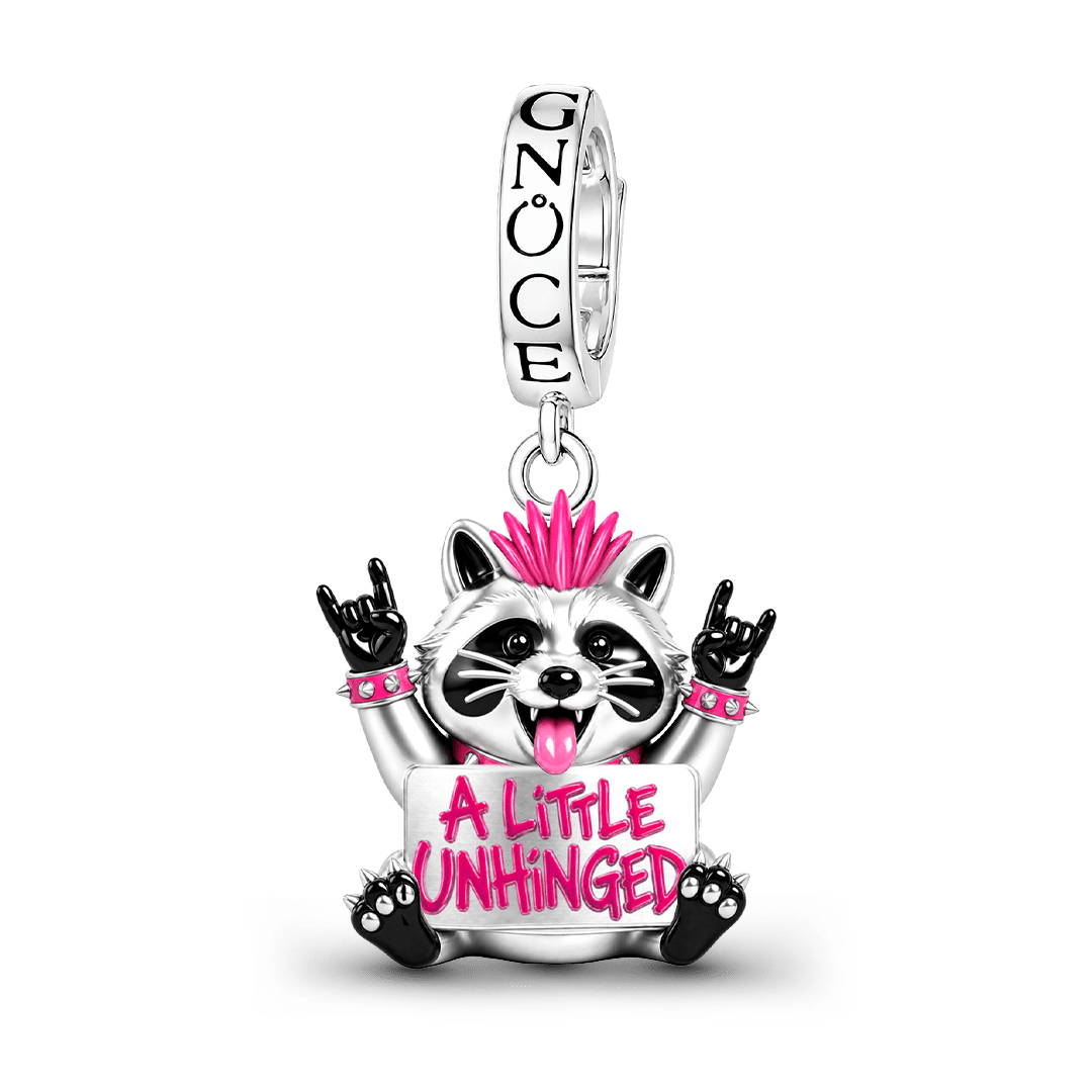 Gnoce Glow-in-the-dark Punk Raccoon Clasp Dangle Charm Platinum-plated Silver Blend_2