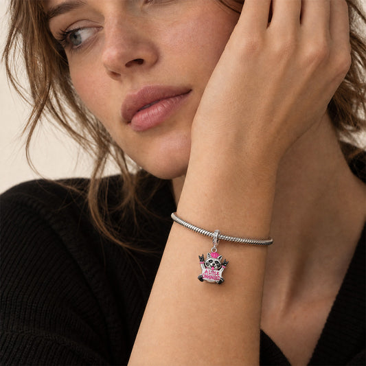 Gnoce Glow-in-the-dark Punk Raccoon Clasp Dangle Charm Platinum-plated Silver Blend_3