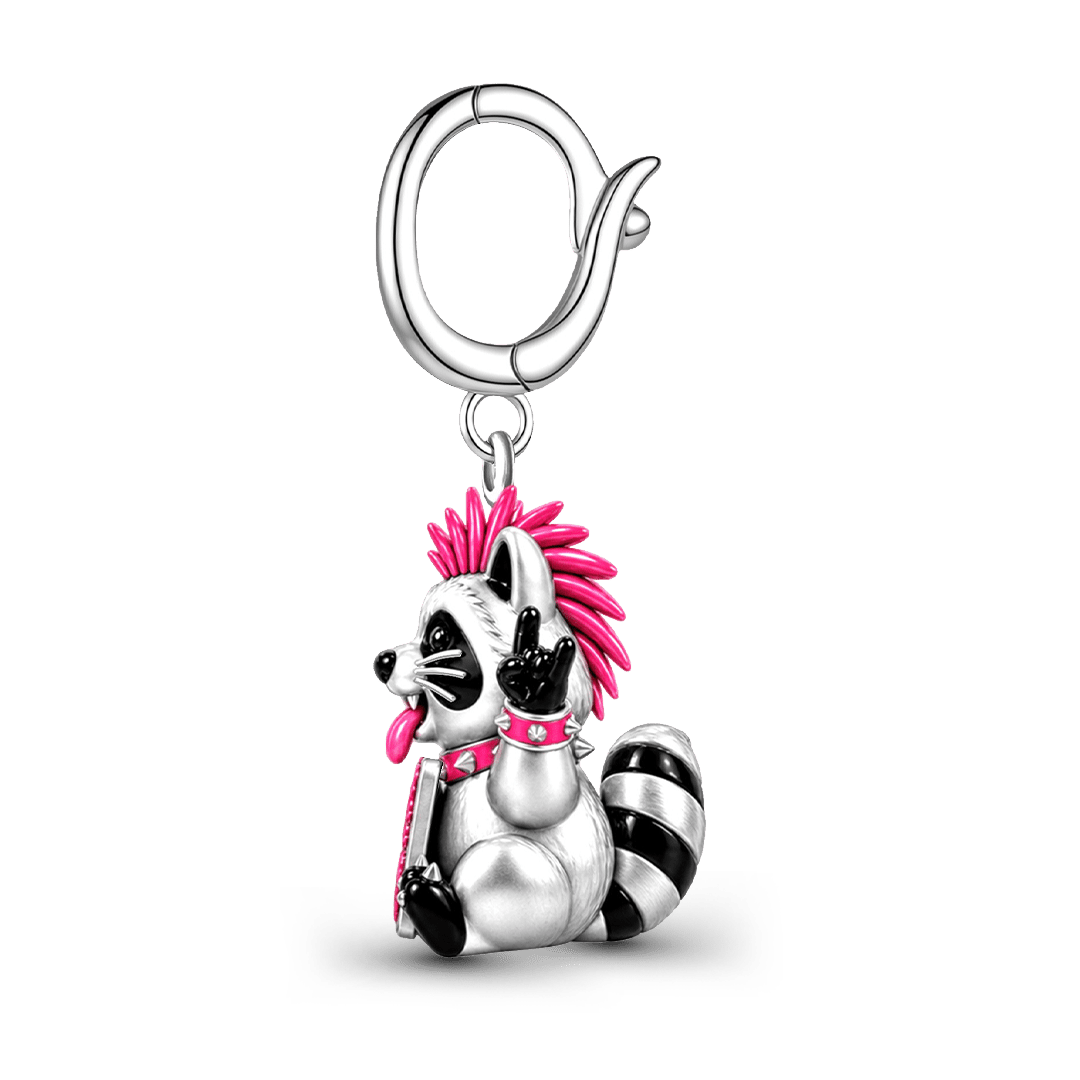 Gnoce Glow-in-the-dark Punk Raccoon Clasp Dangle Charm Platinum-plated Silver Blend_6