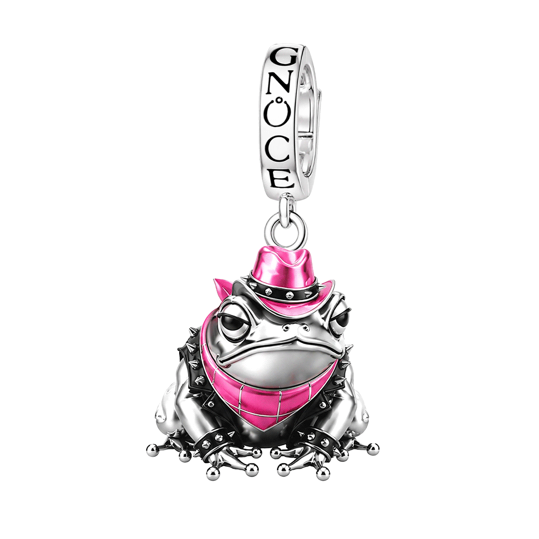 Gnoce Glow-in-the-dark Punk Toad Clasp Dangle Charm Platinum-plated Silver Blend_1