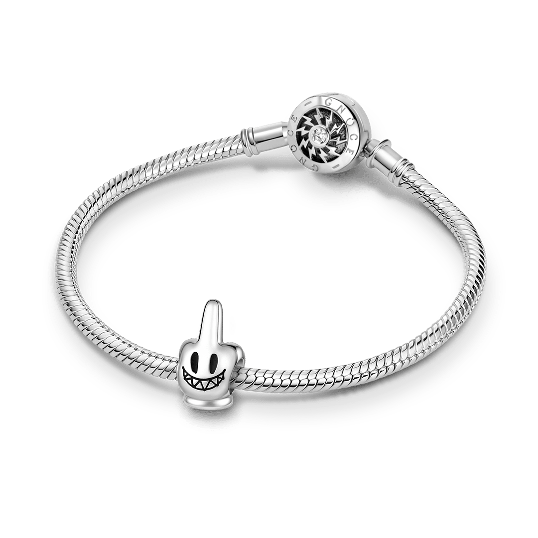 Gnoce Cute Middle Finger Bead Platinum-plated Silver Blend_3