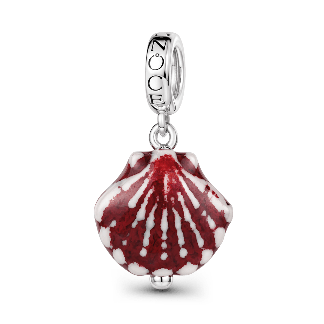 Gnoce Ceramic Seashell Clasp Dangle Charm Platinum-plated Silver Blend_1